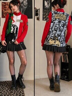 New Y2K Track Jacket Crystal Rock Crystal Audigier Red/Black Italy NWT Sz S